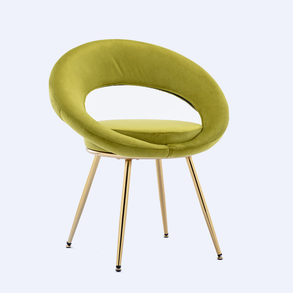Olive Green Velvet Lounge Chair With Gold Plated Legs A429292