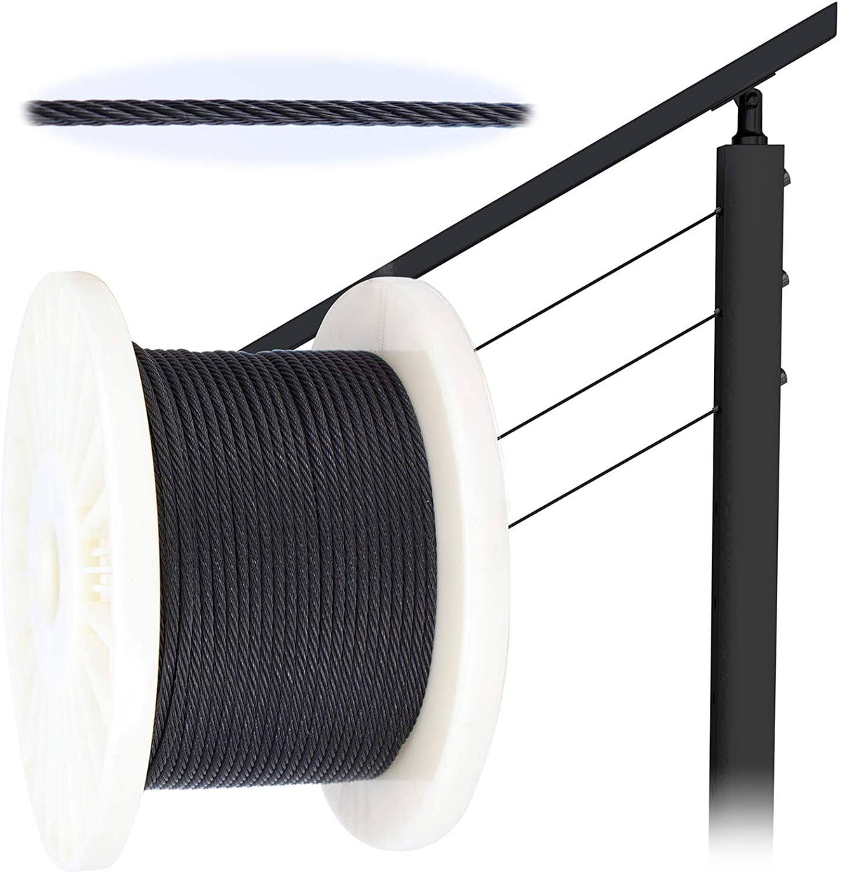 Black Wire Rope Cable Railing T316 Stainless Steel L228