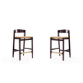 Camel and Dark Walnut Beech Wood Counter Height Bar Stool (Set of 2) W98227