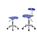 Vibrant Nautical Blue Chrome Swivel Task Chair and Tractor Seat Stool A29830
