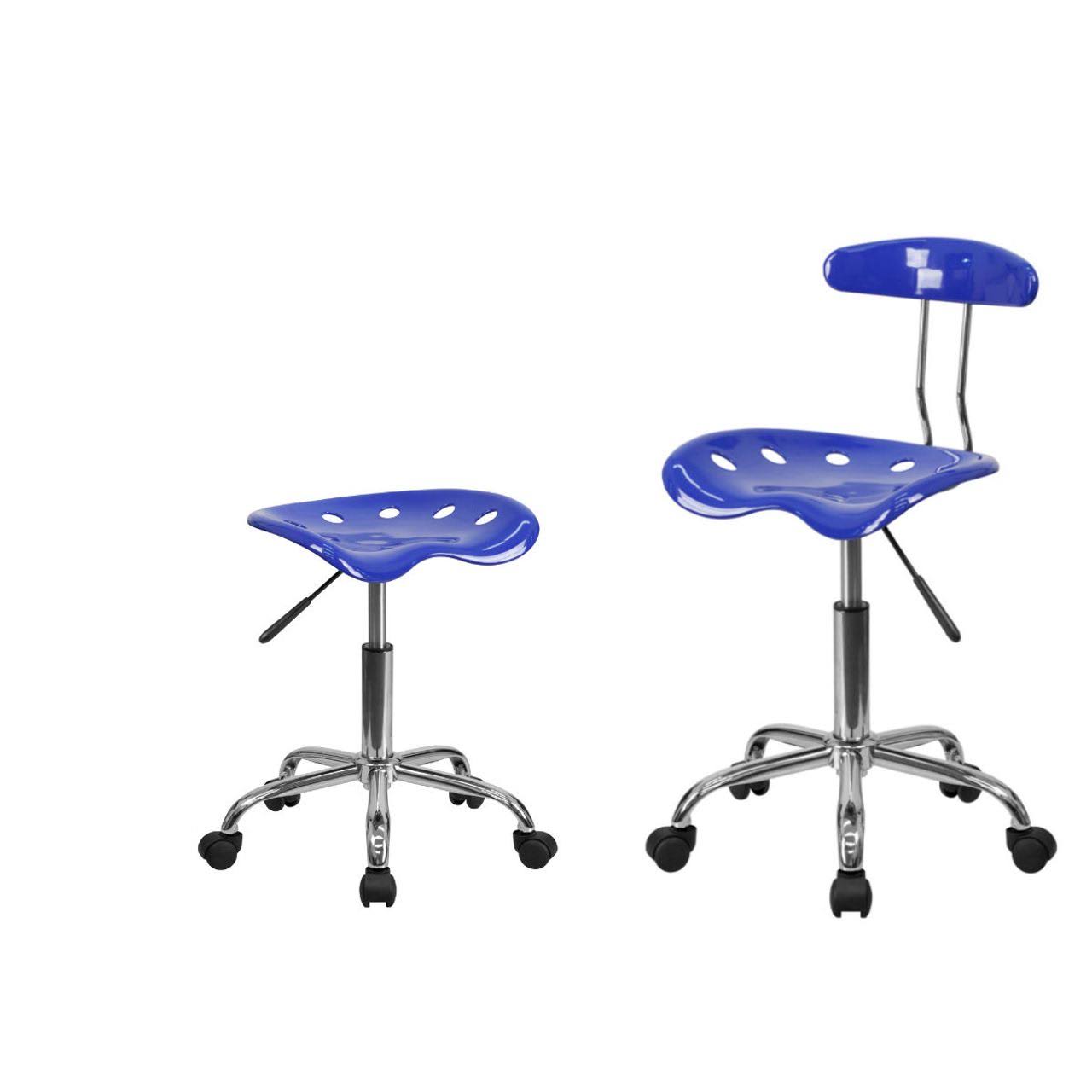 Vibrant Nautical Blue Chrome Swivel Task Chair and Tractor Seat Stool A29830