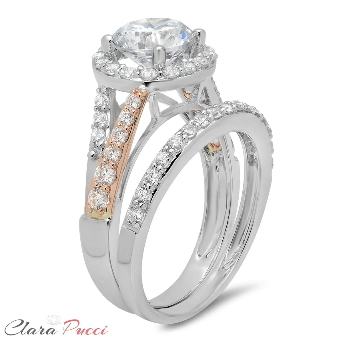 18K White Rose Gold Halo Engagement Ring with Diamond H330288