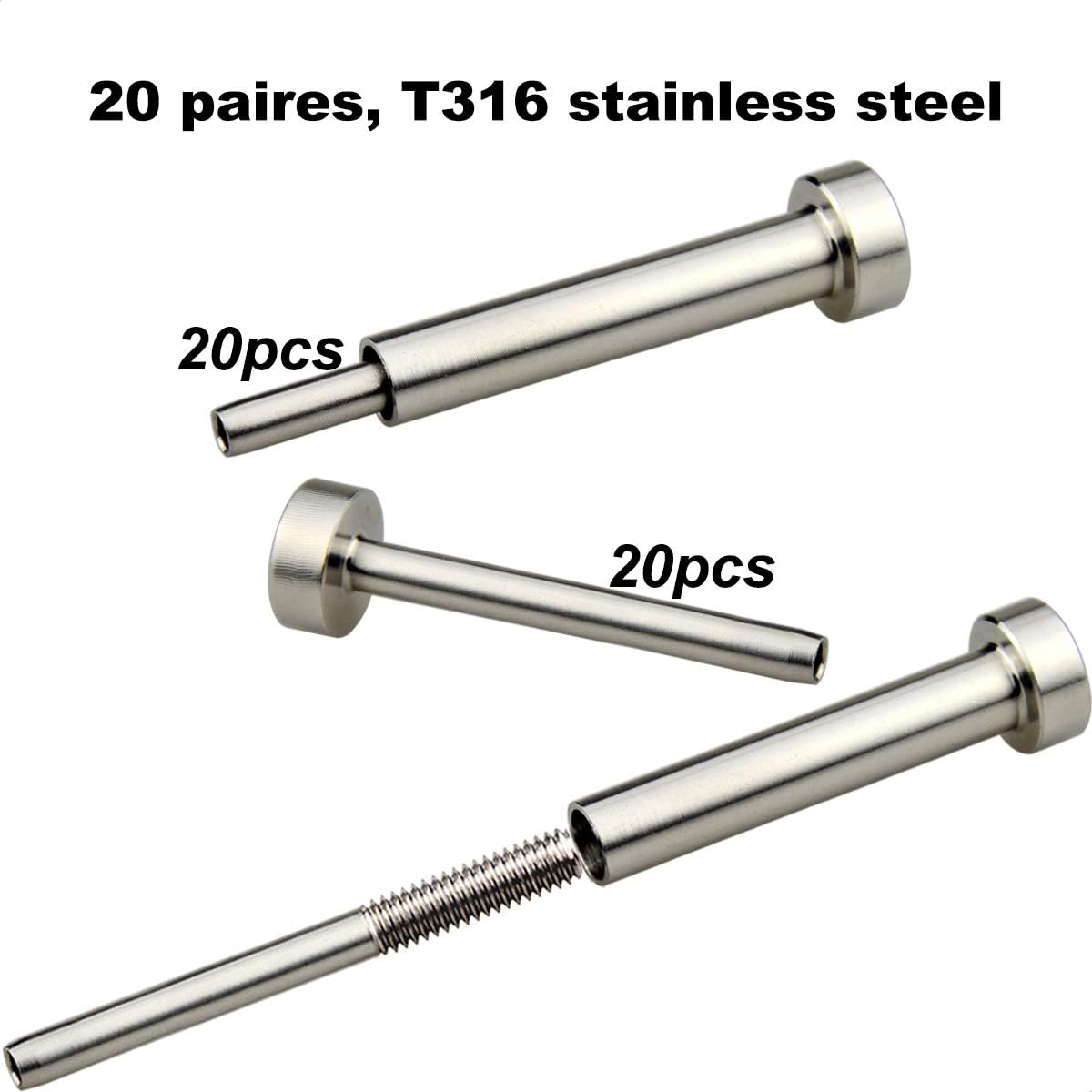 20 Pairs 1/8 T316 Stainless Steel Cable Railing Kit K6283
