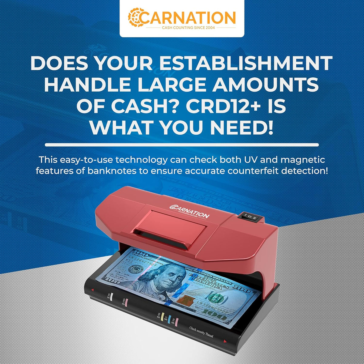 Automatic Counterfeit Bill Detector with Ultraviolet, Magnetic Ink, IR Technology L713601