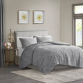 3 Piece King/Cal King Grey Cotton Duvet Cover Set X4843