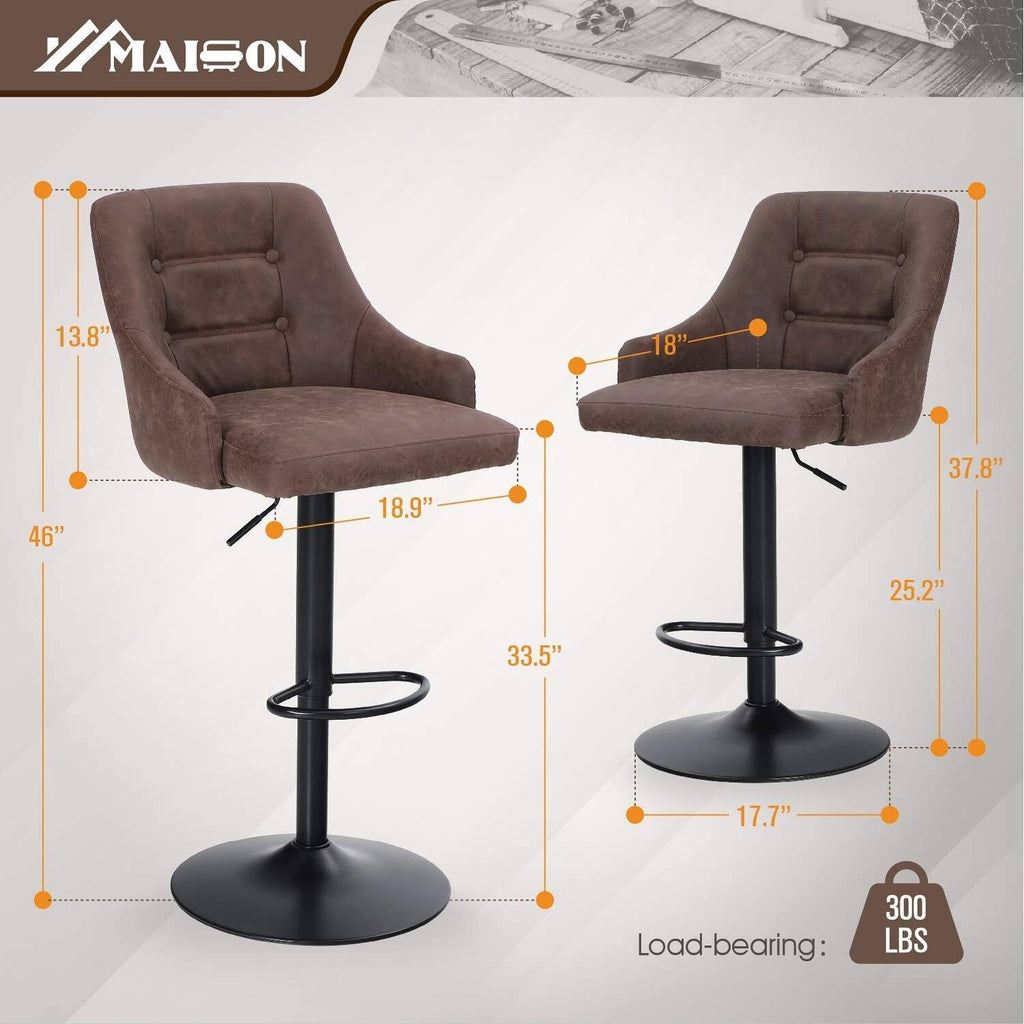 Brown Faux Leather Swivel Bar Stool Y5085