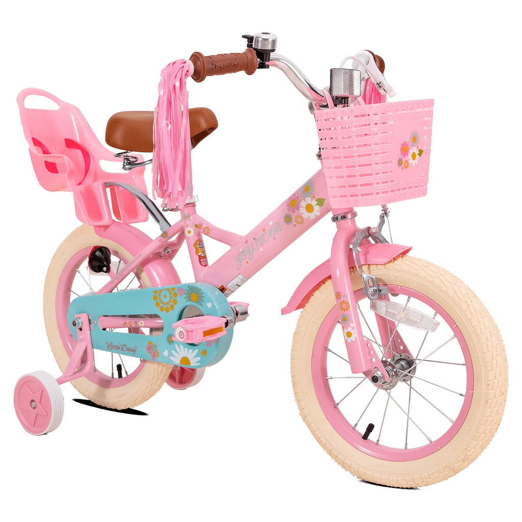 16 inch Kids Bike with Handbrake Training Wheels Basket Pink X100