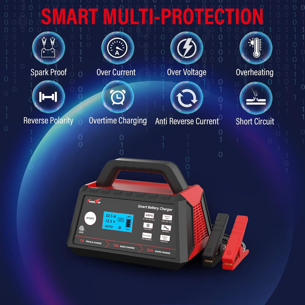2/10/25Amp 12V Smart Battery Charger with Engine Start L26811