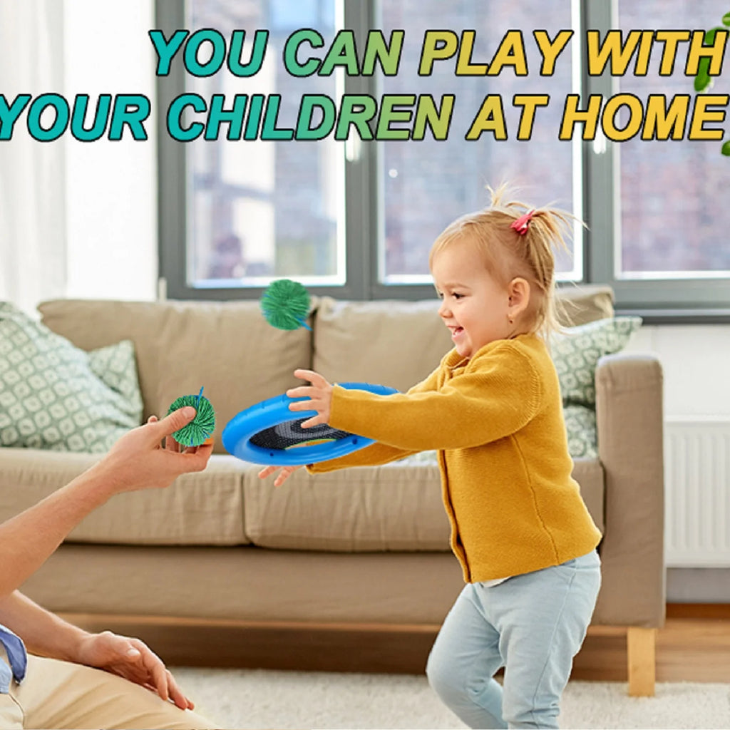 Trampoline Paddles for 4 Players, Bouncy Disc Paddle Ball Game Frisbee Set Q40243