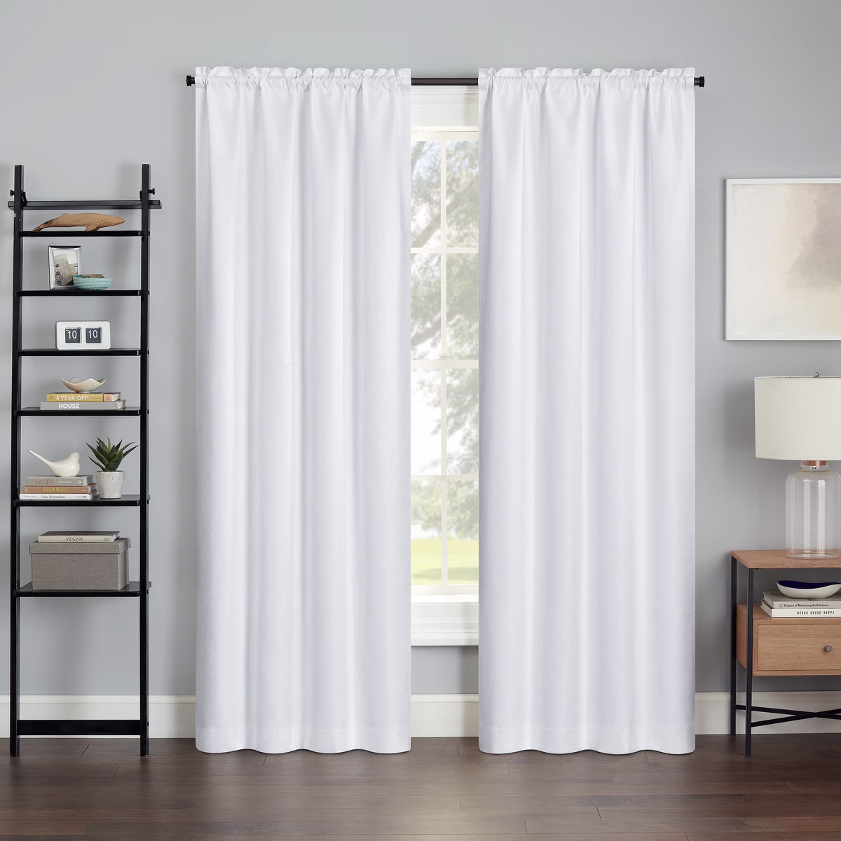 White Rod Pocket Single Curtain Panel J42962