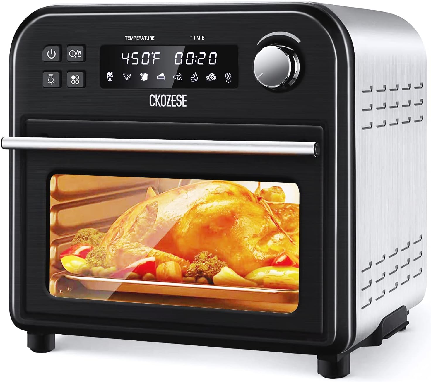 8-In-1 Toaster Oven Air Fryer, 6-Slice Compact Convection Oven, Black Stainless Steel S908021