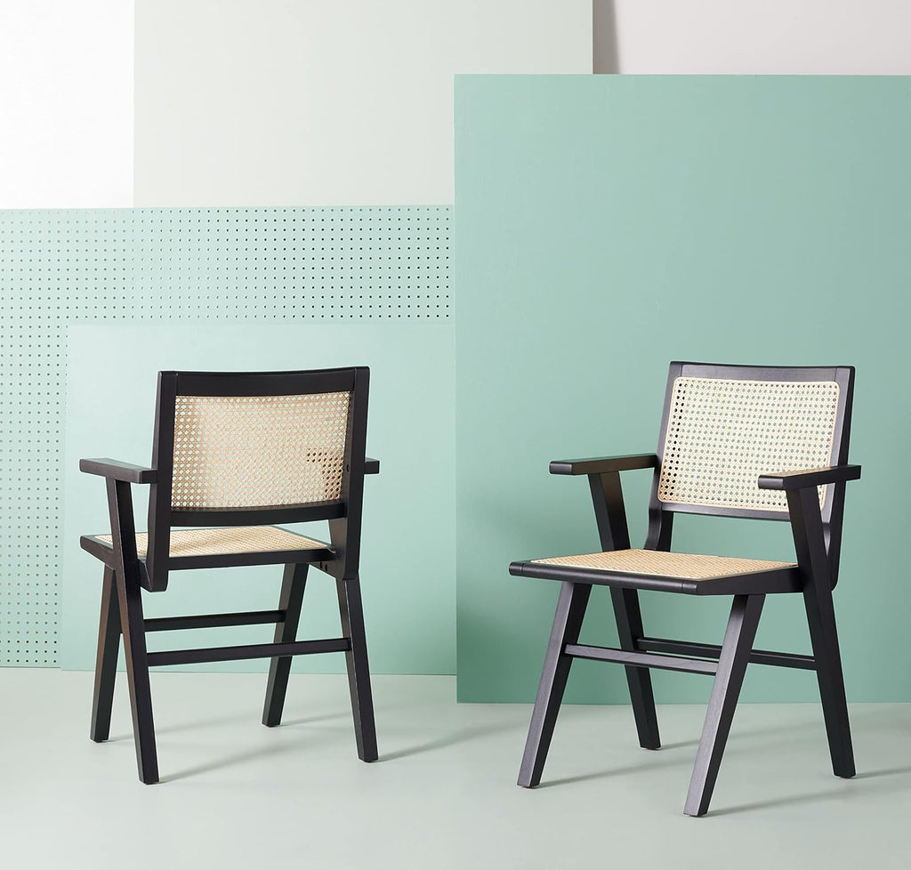White/Natural French Cane Arm Chair (Set of 2) I6700