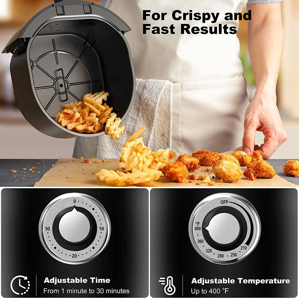 Compact Electric Air Fryer, Non-Stick Basket, 2.6 Quart, 1200W, Black J218