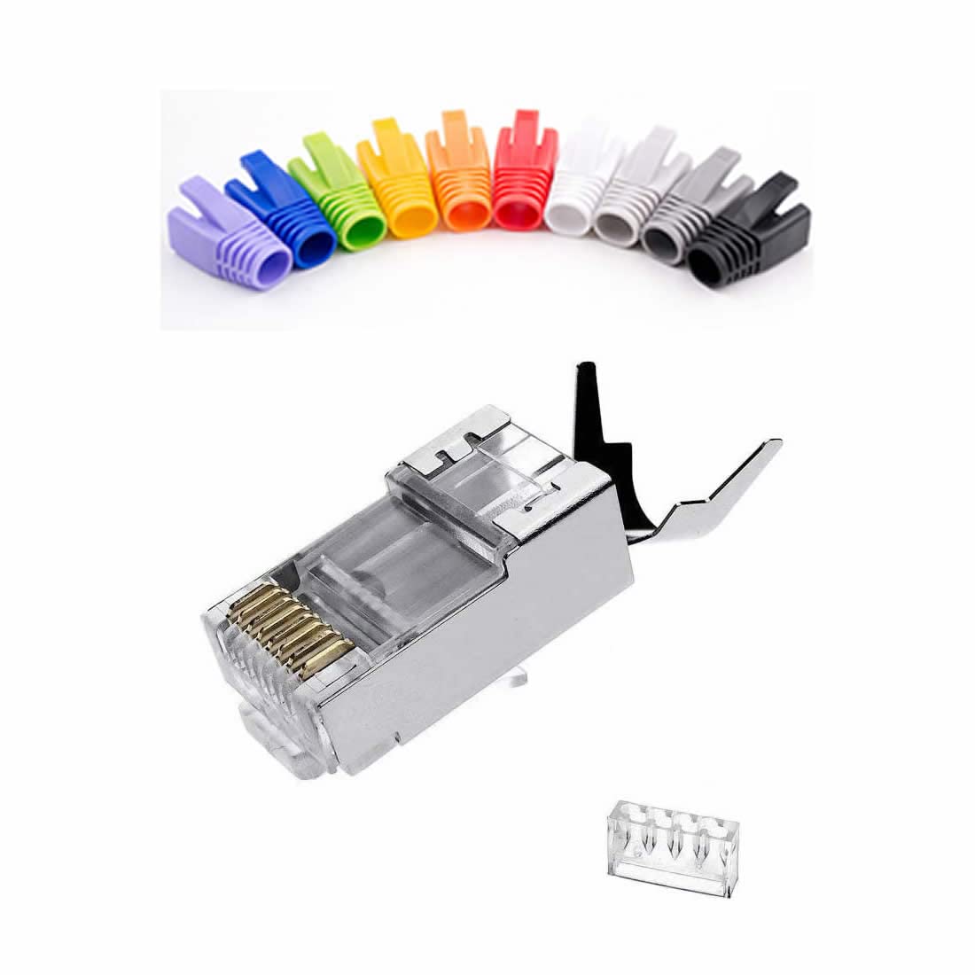 100 Pcs Cat7 RJ45 Metal Shielded Connectors H5197
