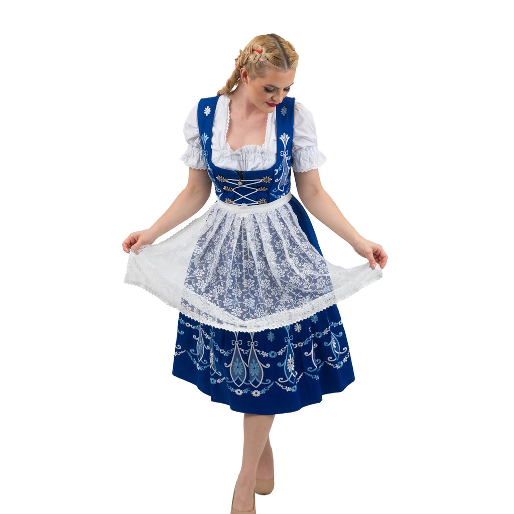 Blue Cotton 3 Piece Dirndl Dress L809