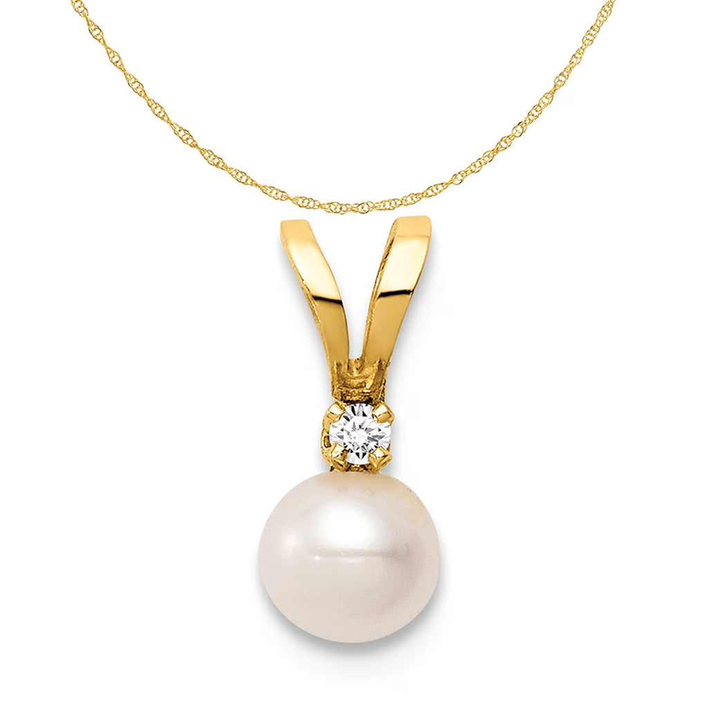 14K Yellow Gold Freshwater Cultured Pearl Pendant Necklace 16'' G954638