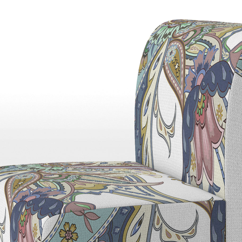White Floral Paisley Upholstered Accent Chair N4126