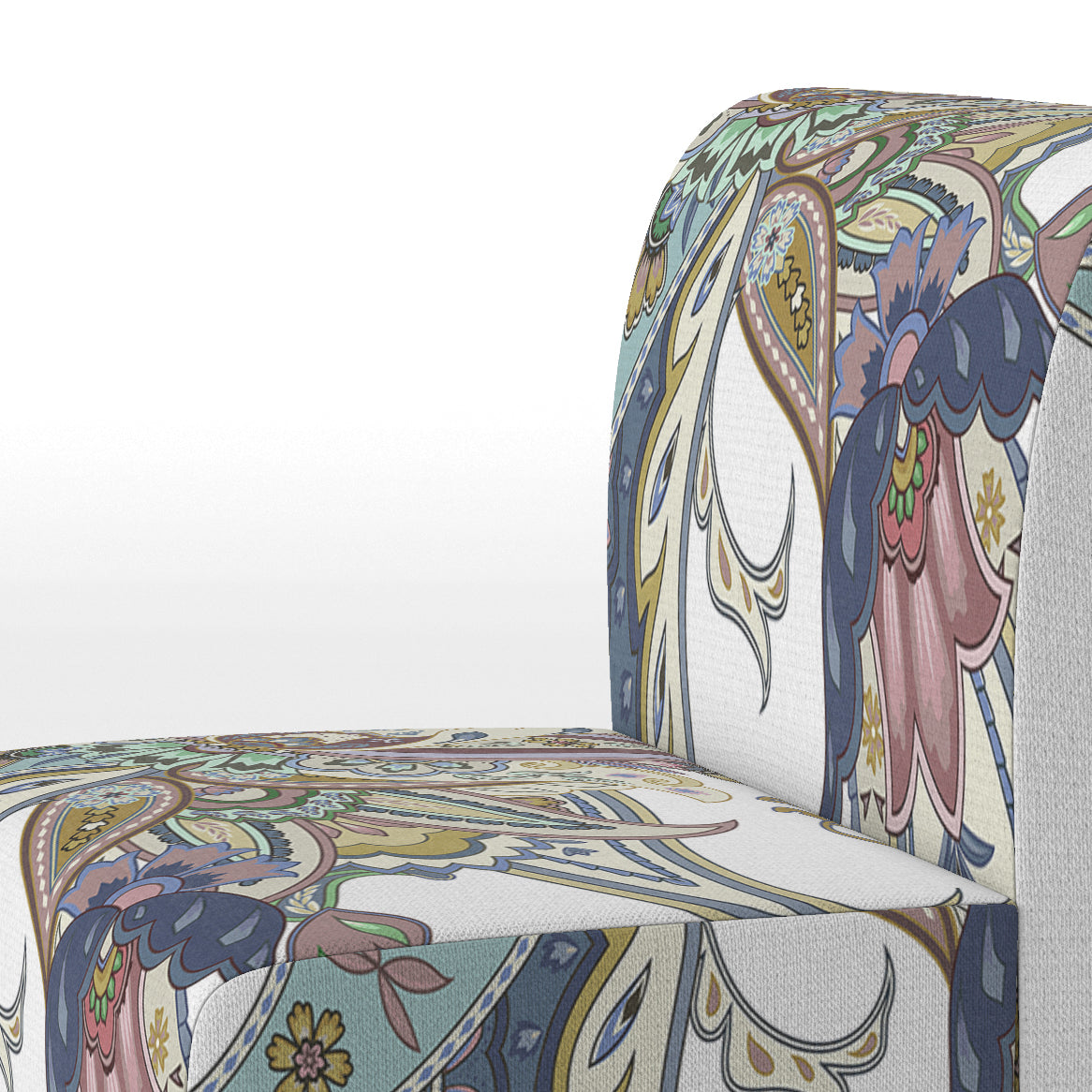 White Floral Paisley Upholstered Accent Chair N4126