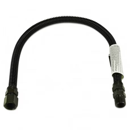 24" Black Stainless Steel Gas Fireplace Connector, 1/2" MIP x 1/2" FIP, 3/8" ID N1975