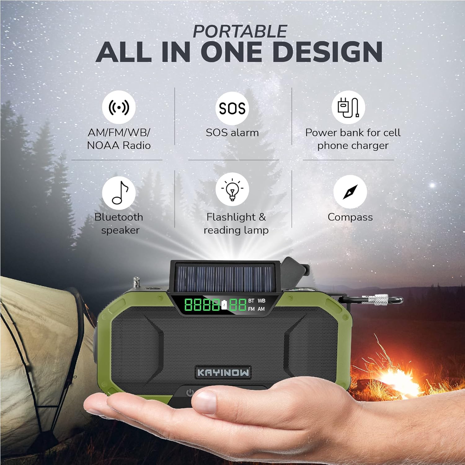 Solar Powered Emergency Radio with Flashlight S86328