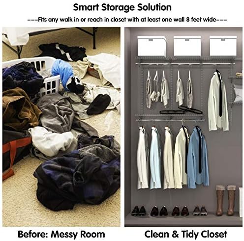4 to 6 FT Wall-Mounted Closet Organizer Kit with Wire Shelving and Hanging Rods O328169