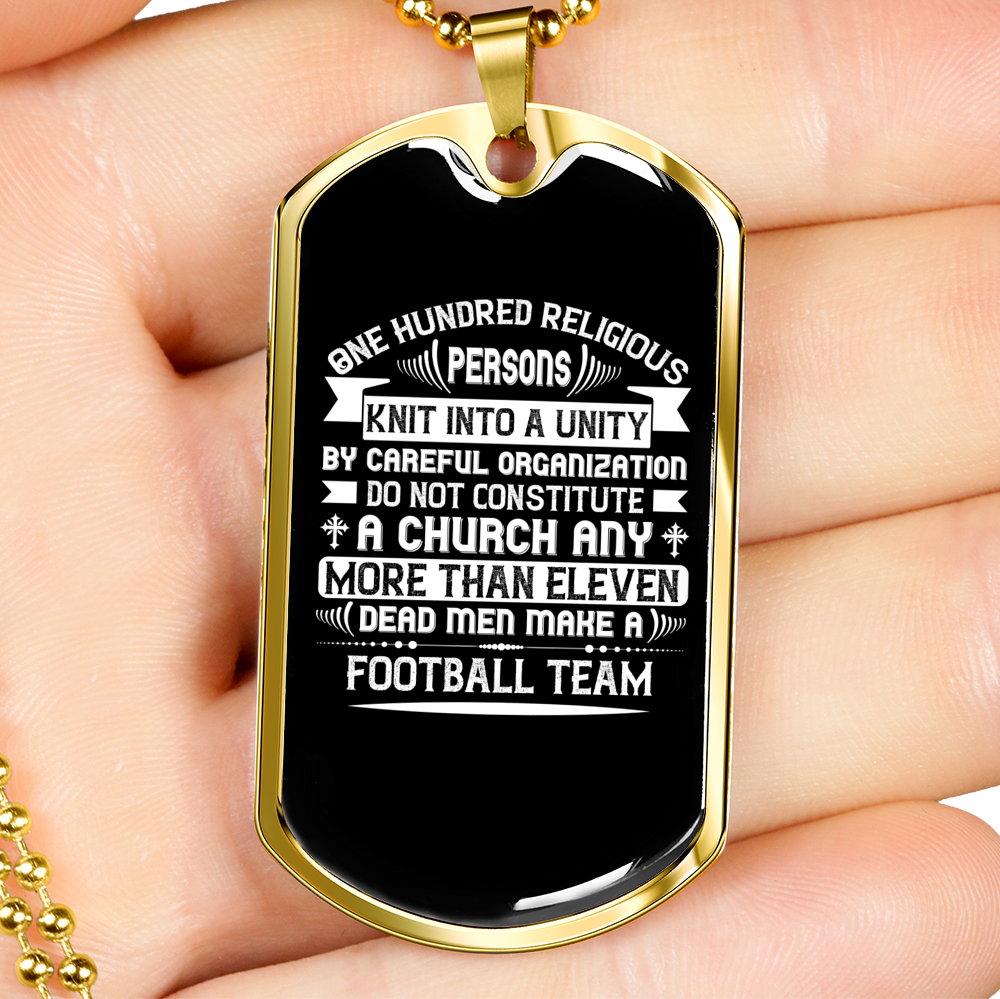 Stainless Steel or 18k Gold Dog Tag Necklace with 24" Chain A3598