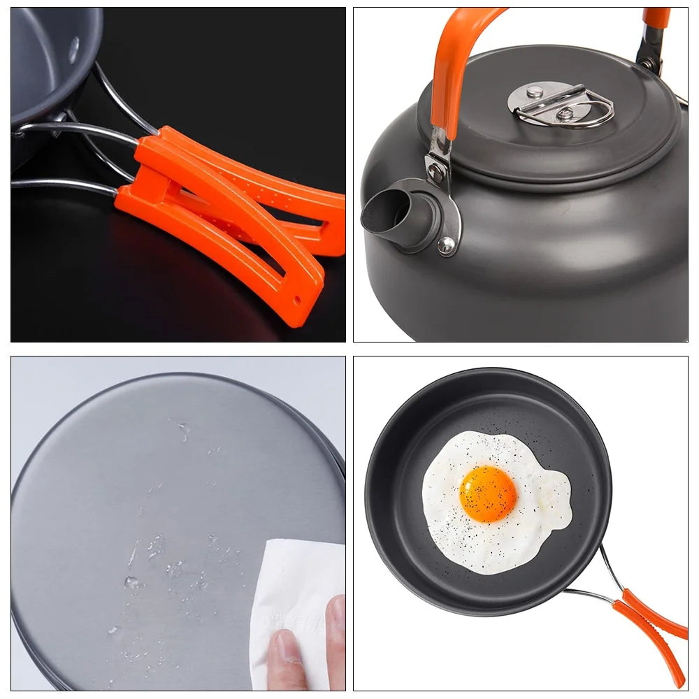 10Pcs Non-stick Aluminum Camping Cookware Set A37682