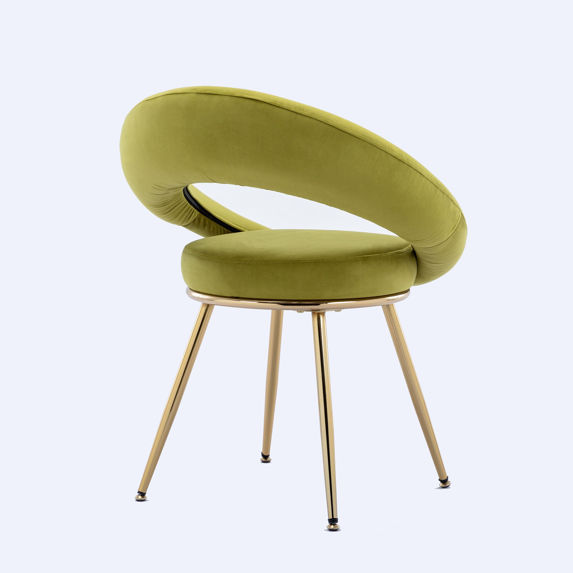 Olive Green Velvet Lounge Chair With Gold Plated Legs A429292