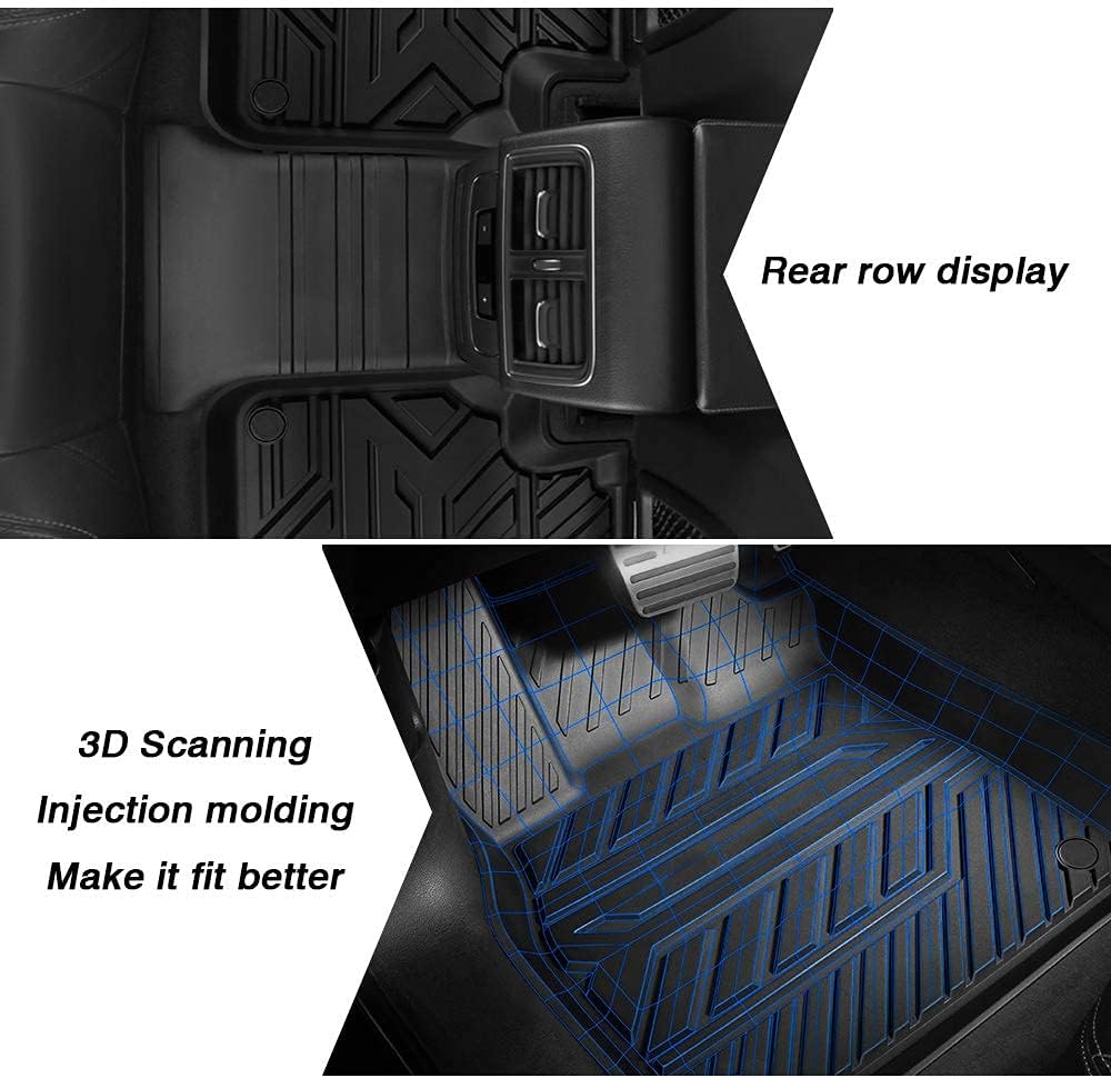 Black Heavy Duty Rubber Floor Mats for 2019 Ford Ranger SuperCrew U739
