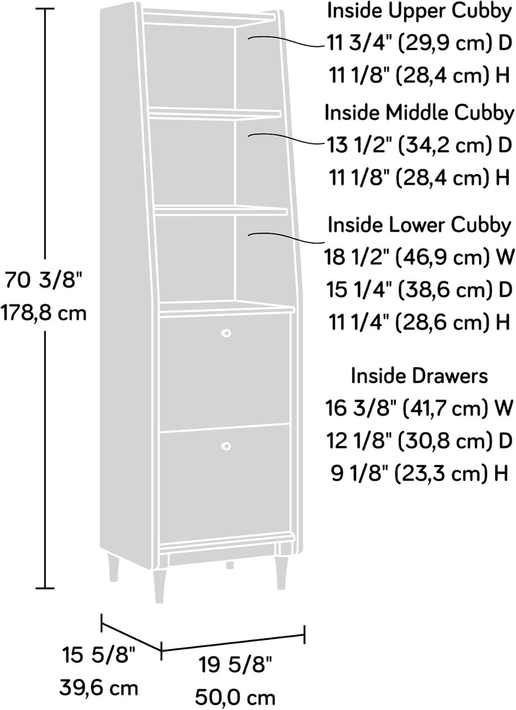 Narrow Bookcase, Grand Walnut finish J5970