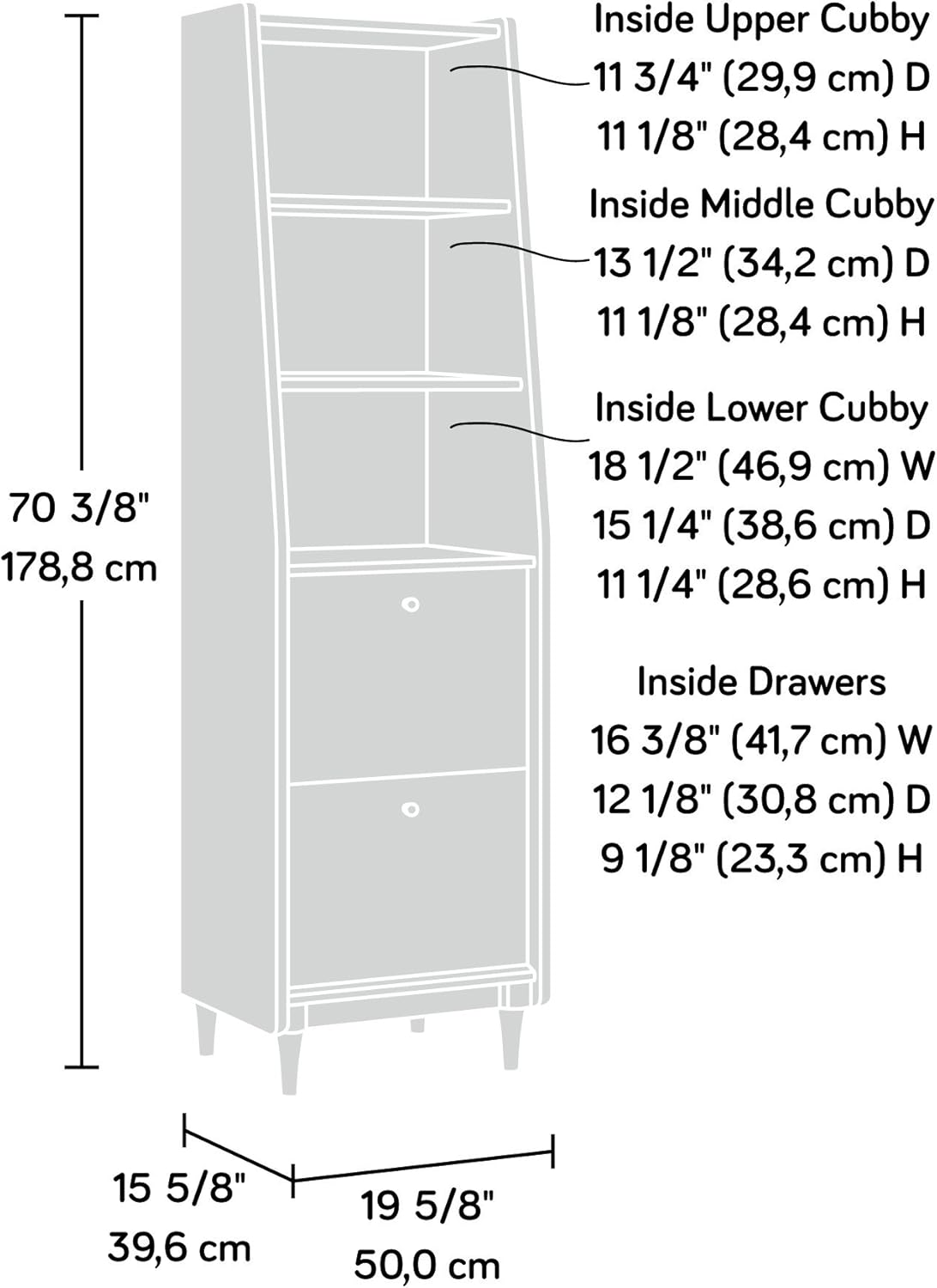Narrow Bookcase, Grand Walnut finish J5970