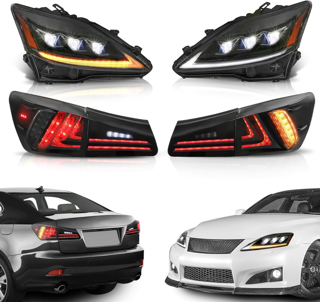 LED Projector Headlight with Tail Light Set of 4 W767