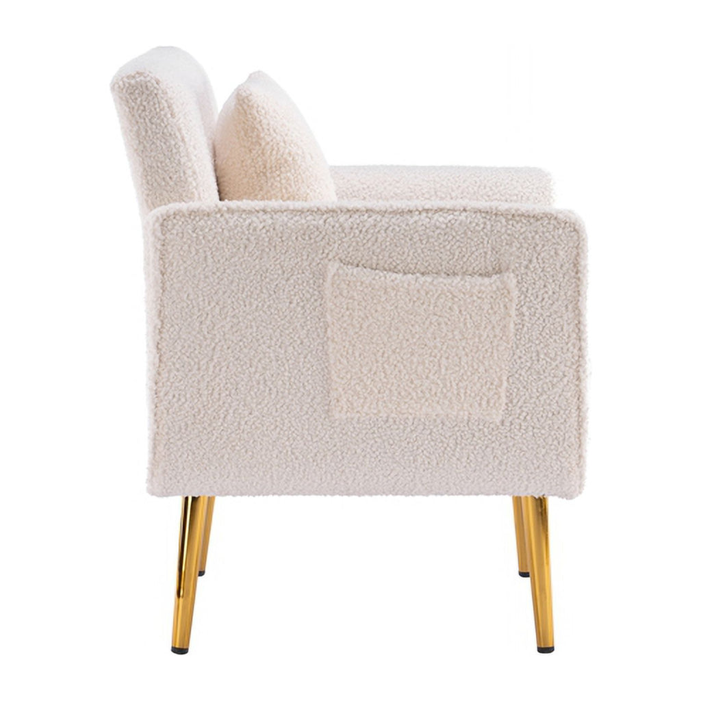 White Velvet Accent Armchair D8327