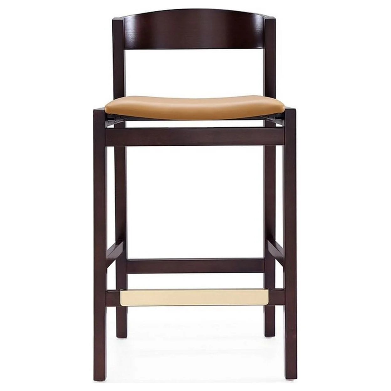 Camel and Dark Walnut Beech Wood Counter Height Bar Stool (Set of 2) W98227