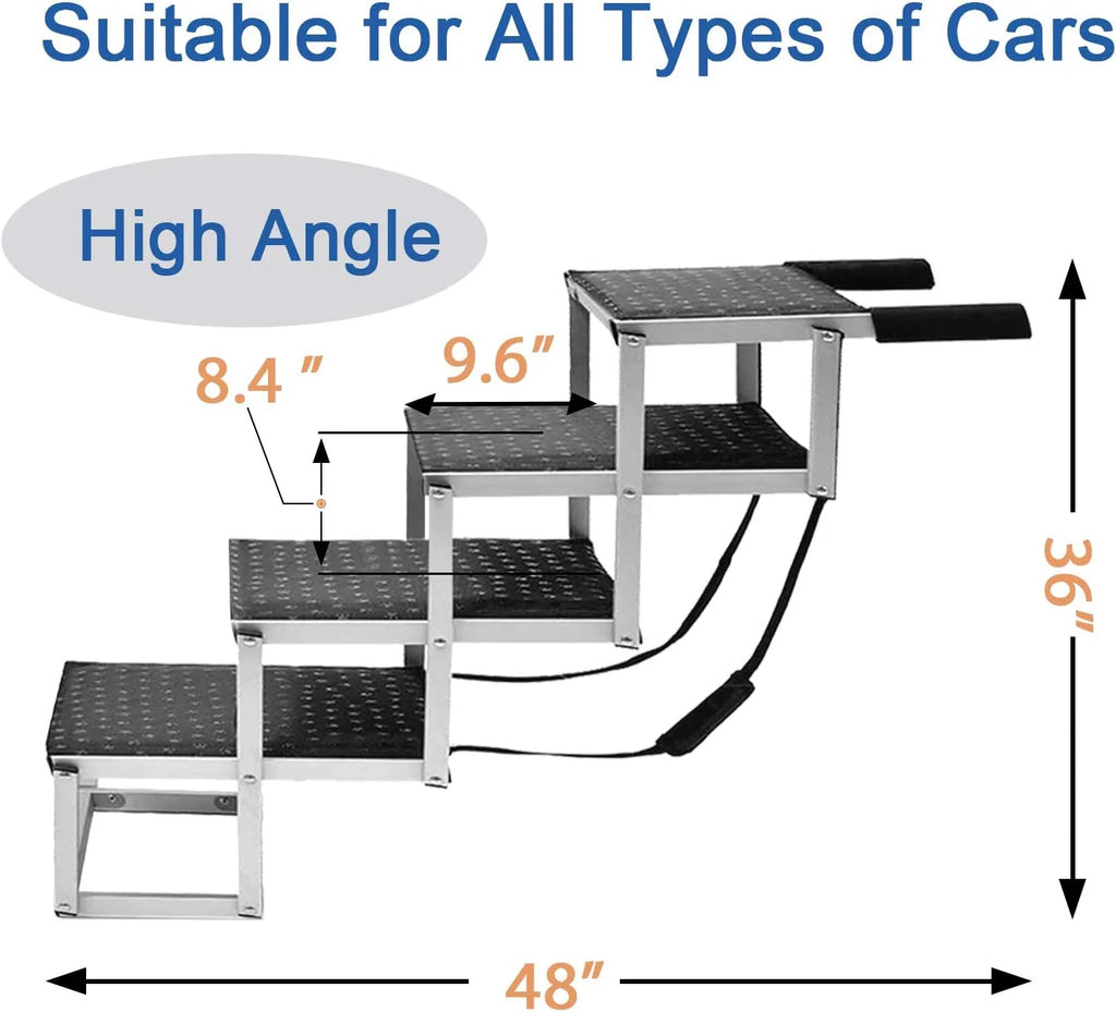 Foldable Aluminum Dog Stairs 4 Steps with Nonslip Surface X877