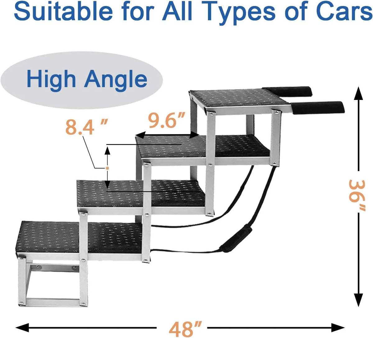 Foldable Aluminum Dog Stairs 4 Steps with Nonslip Surface X877