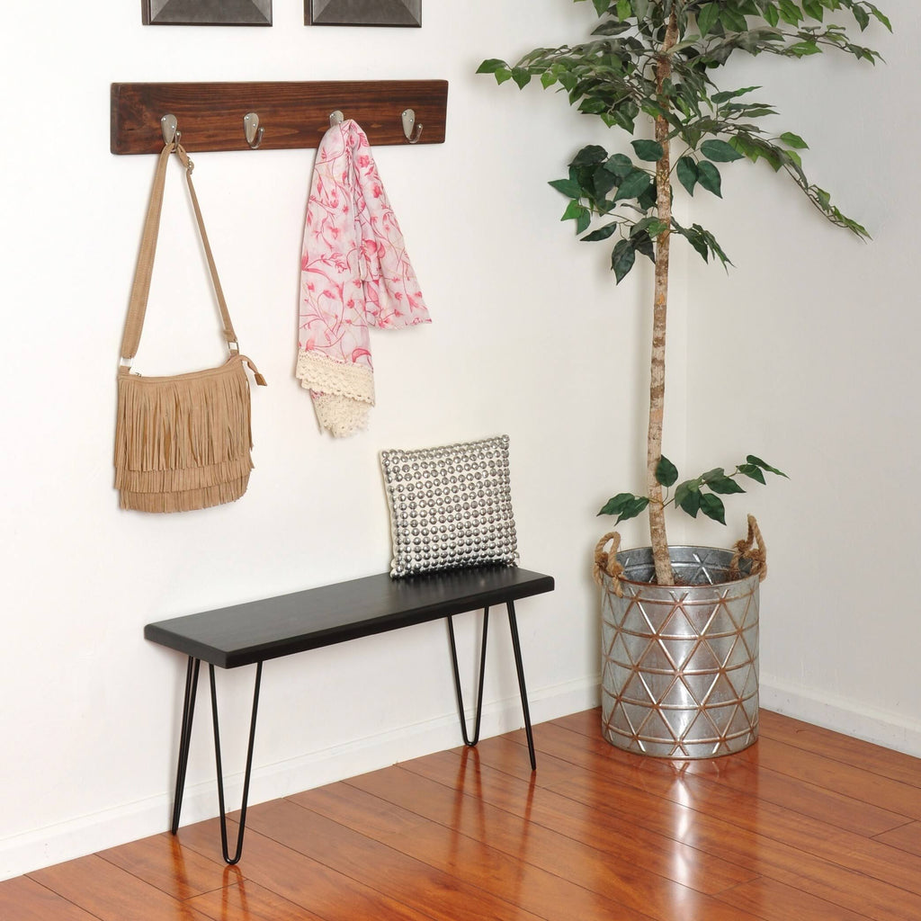 Rustic White Wood Bench Y65310
