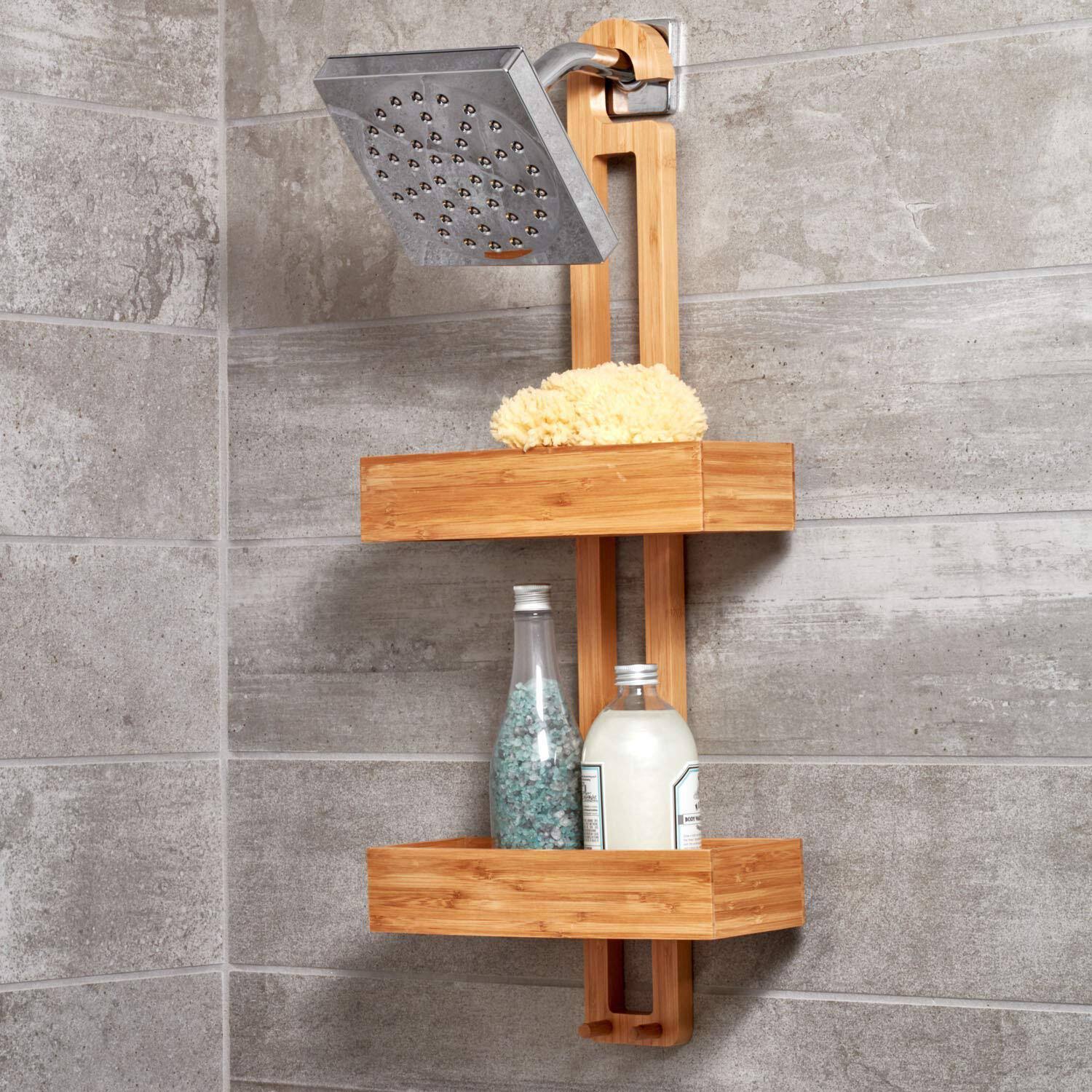 Natural Bamboo Bathroom Shower Caddy Q758074