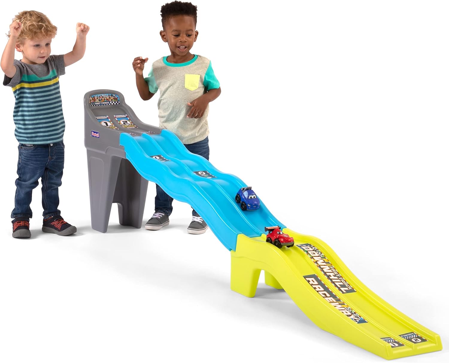 Dual Lane Kids Race Car Track with 2 Toy Race Cars F50161
