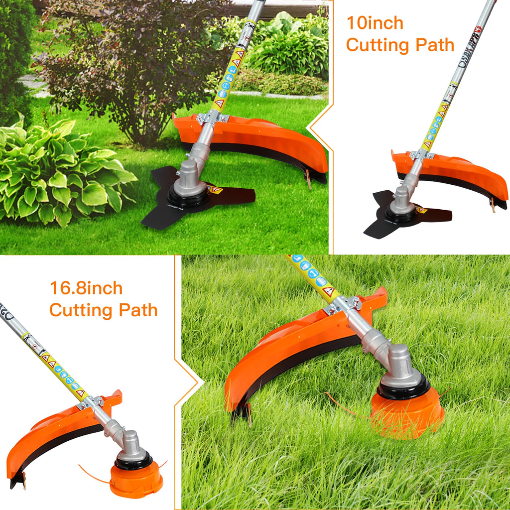 4 in 1 String Trimmer Lawn Edger Grass Brush Cutter Cordless Mower Garden Tool with Gas Pole Saw and Hedge Trimmer G724