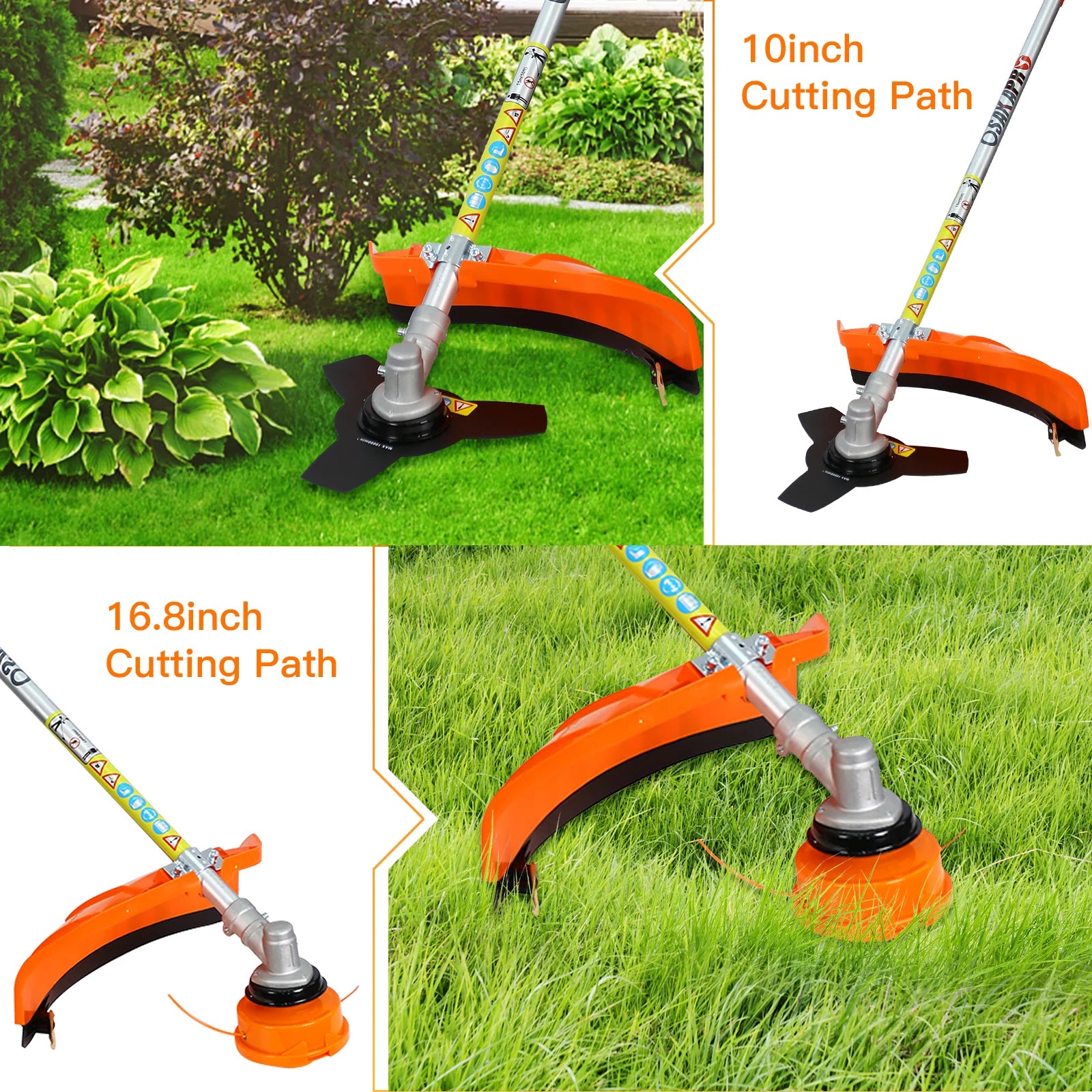 4 in 1 String Trimmer Lawn Edger Grass Brush Cutter Cordless Mower Garden Tool with Gas Pole Saw and Hedge Trimmer G724