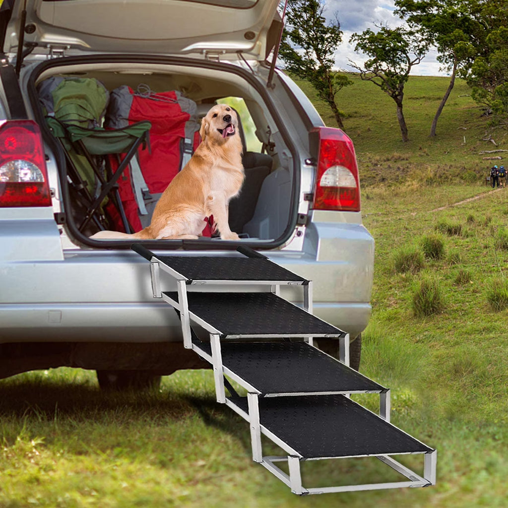 Foldable Aluminum Dog Stairs 4 Steps with Nonslip Surface X877