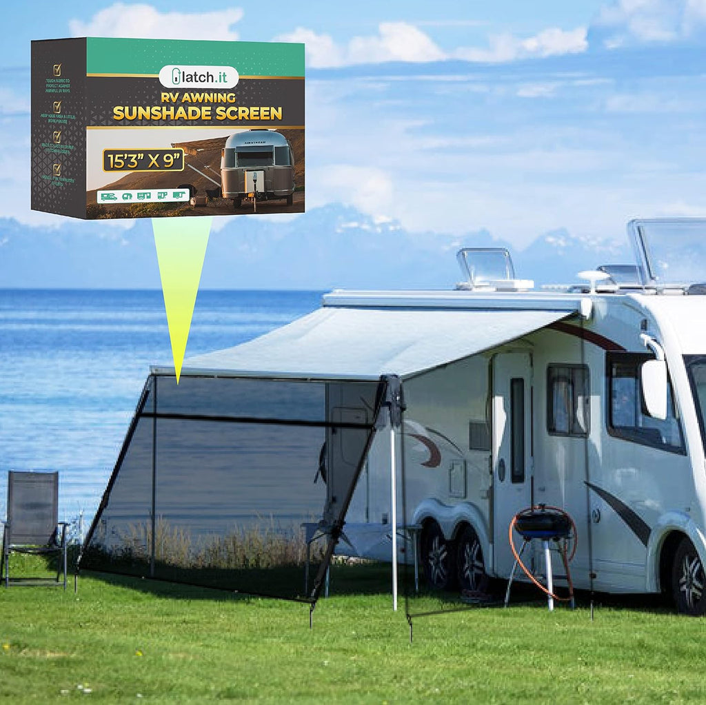 RV Awning Shade Screen 9x15.3’ with Zipper B575