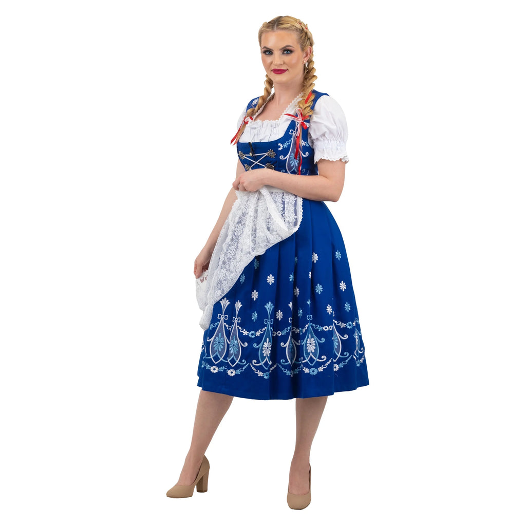 Blue Cotton 3 Piece Dirndl Dress L809