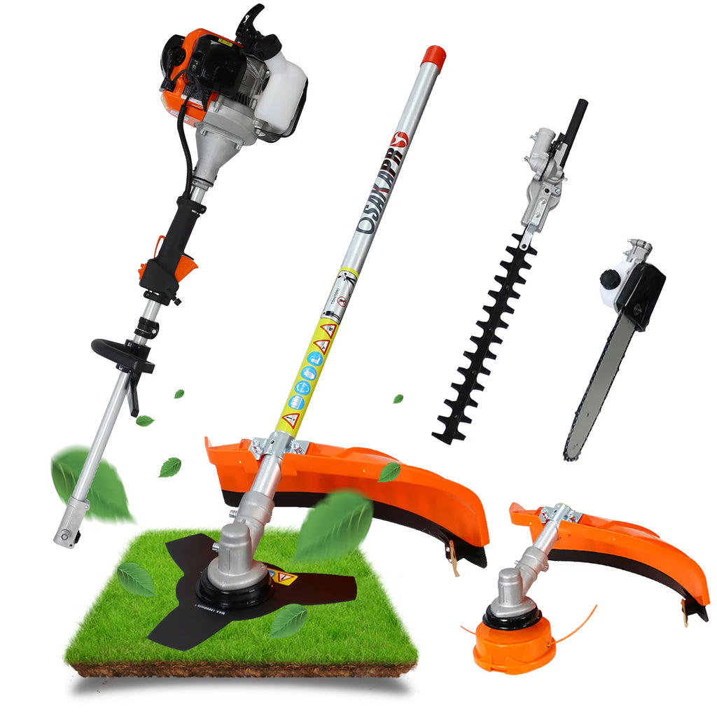 4 in 1 String Trimmer Lawn Edger Grass Brush Cutter Cordless Mower Garden Tool with Gas Pole Saw and Hedge Trimmer G724