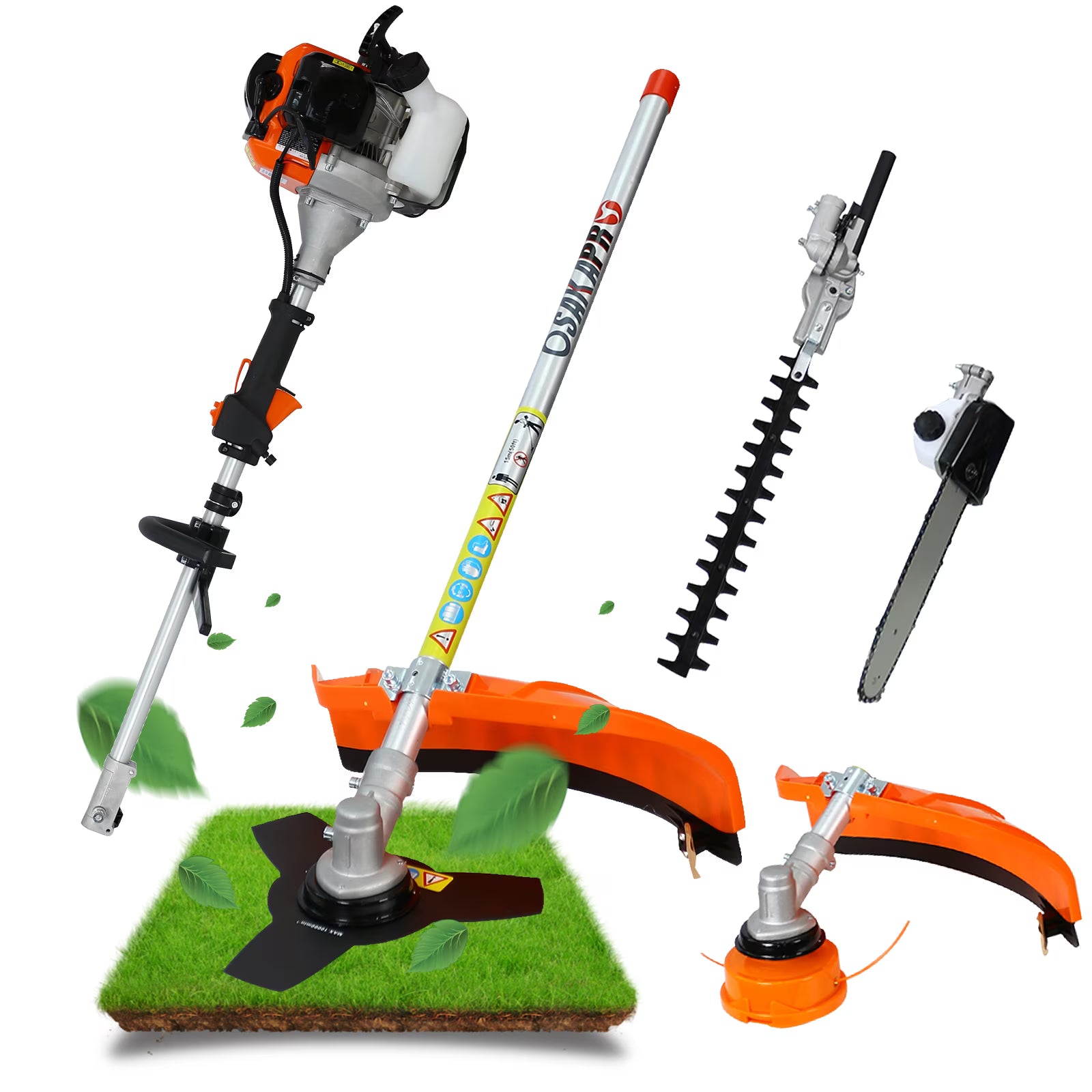 4 in 1 String Trimmer Lawn Edger Grass Brush Cutter Cordless Mower Garden Tool with Gas Pole Saw and Hedge Trimmer G724