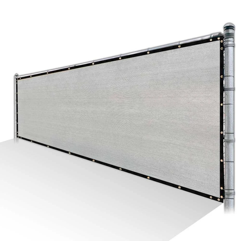 Grey Privacy Fence Screen HDPE Mesh Cover with Reinforced Grommets W94186