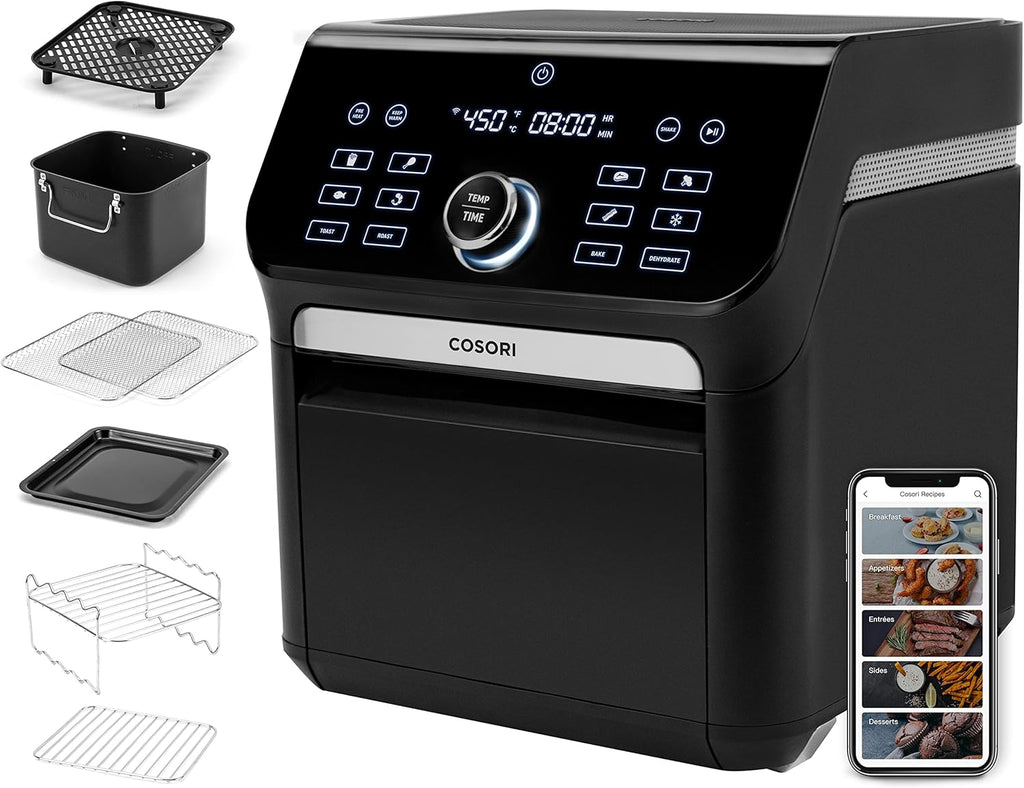 Black Air Fryer Toaster Oven Combo 7 Quart 1800W J475551