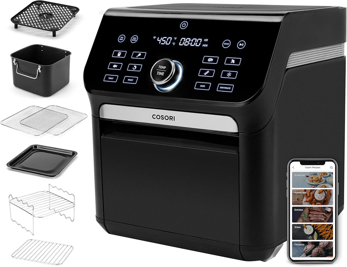 Black Air Fryer Toaster Oven Combo 7 Quart 1800W J475551