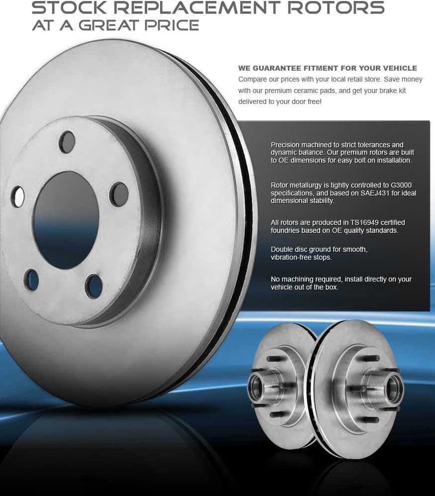 Premium 5 Lug Brake Rotors + Ceramic Pads + Clips B315498